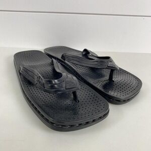 Sensi Sandals Size 9 Black Thong Flip Flops Perforated Made in Italy Vintage 80s
